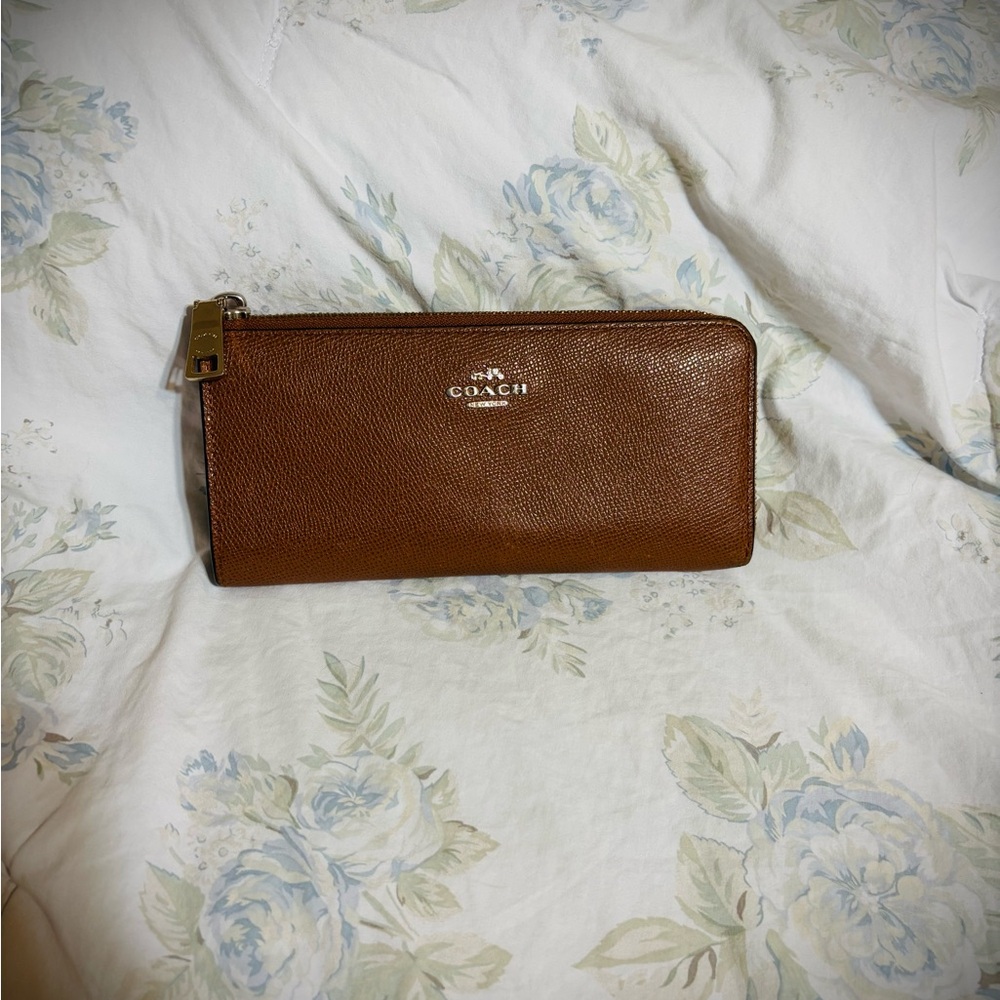Coach Tan Leather Zip Wallet